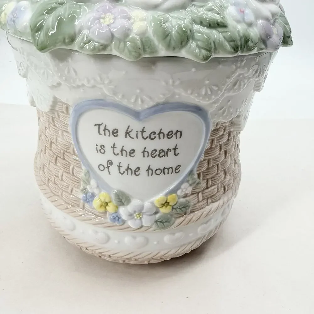Precious Moments 170011 Flower Basket Cookie Jar 1995 The Kitchen Is The Heart